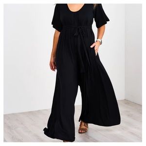 Latched Mama Nursing Maxi Momper Romper Plus Size Black Fits 18-26 Maternity
